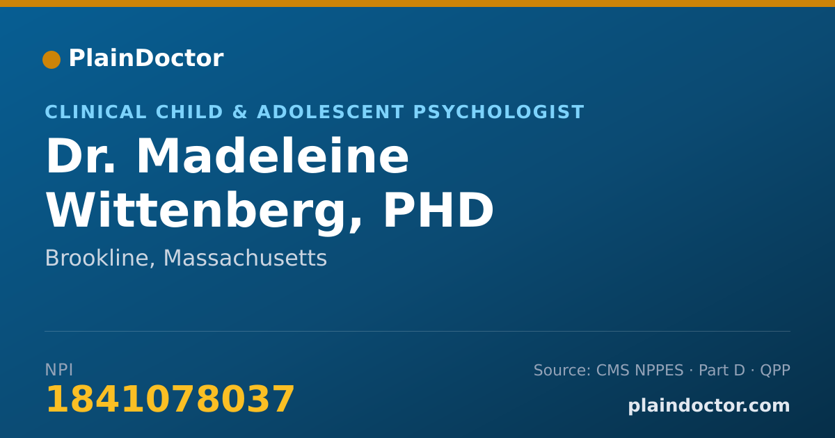Shareable card for Madeleine Wittenberg, PHD - Clinical Child & Adolescent Psychologist, Brookline, MA