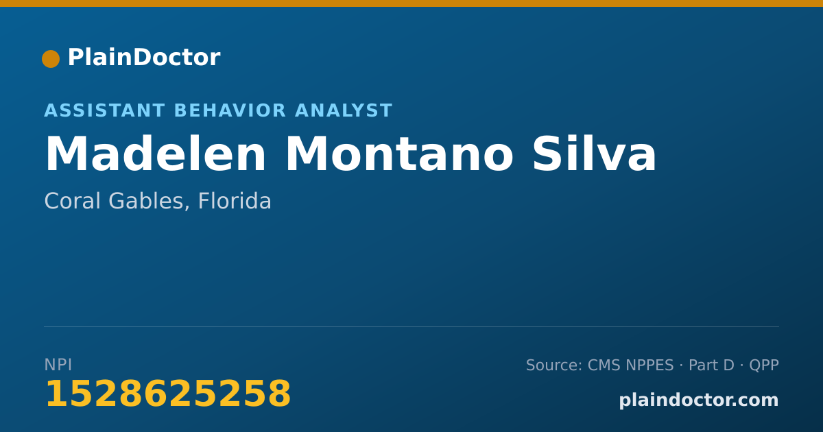Shareable card for Madelen Montano Silva - Assistant Behavior Analyst, Coral Gables, FL