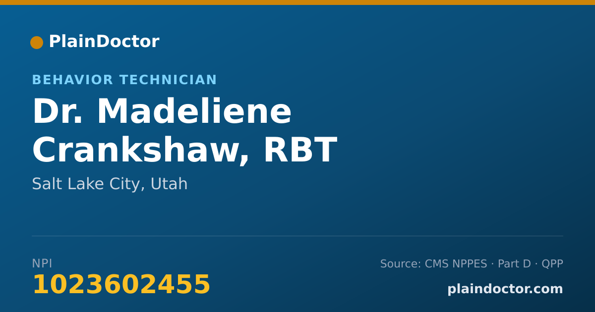 Shareable card for Madeliene Crankshaw, RBT - Behavior Technician, Salt Lake City, UT