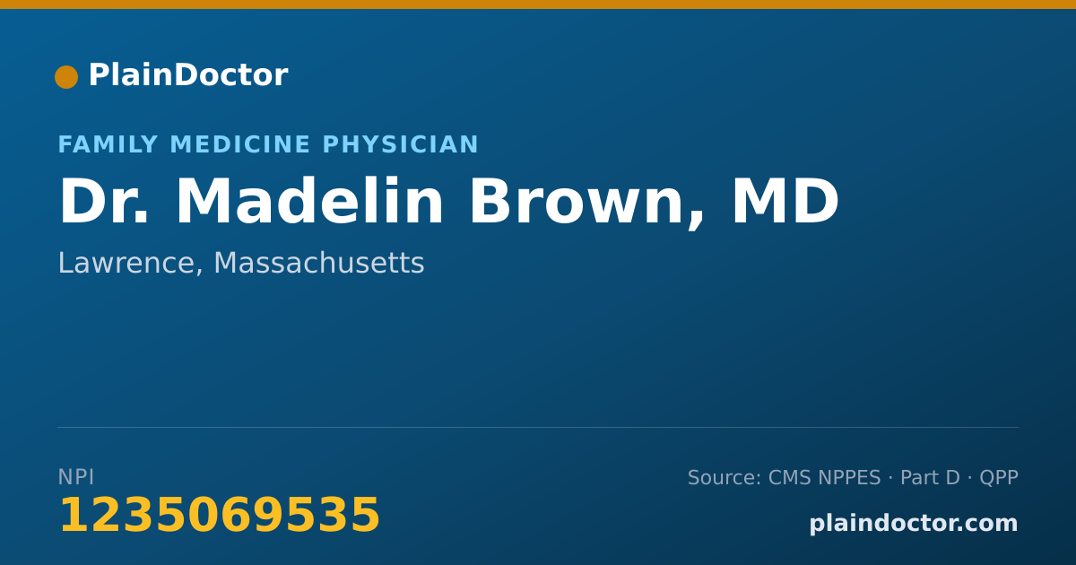 Shareable card for Madelin Brown, MD - Family Medicine Physician, Lawrence, MA
