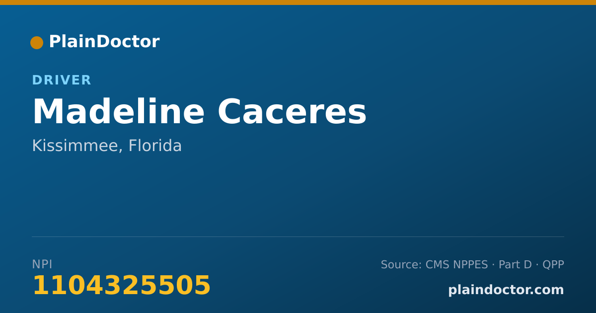 Shareable card for Madeline Caceres - Driver, Kissimmee, FL