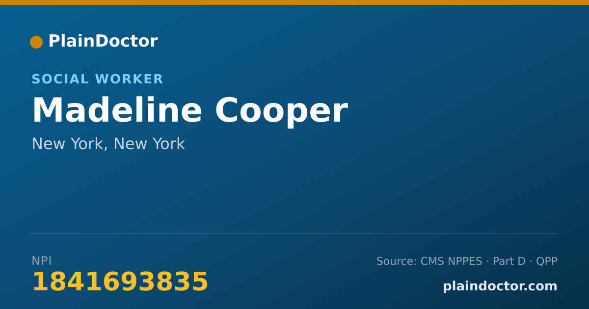 Shareable card for Madeline Cooper - Social Worker, New York, NY