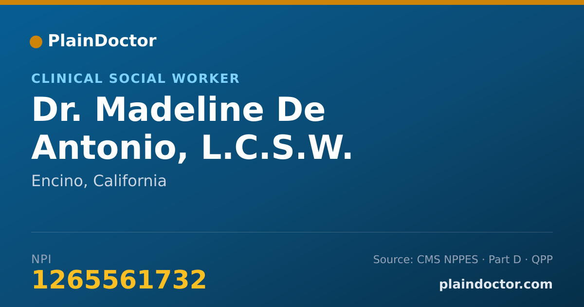 Shareable card for Madeline De Antonio, L.C.S.W. - Clinical Social Worker, Encino, CA