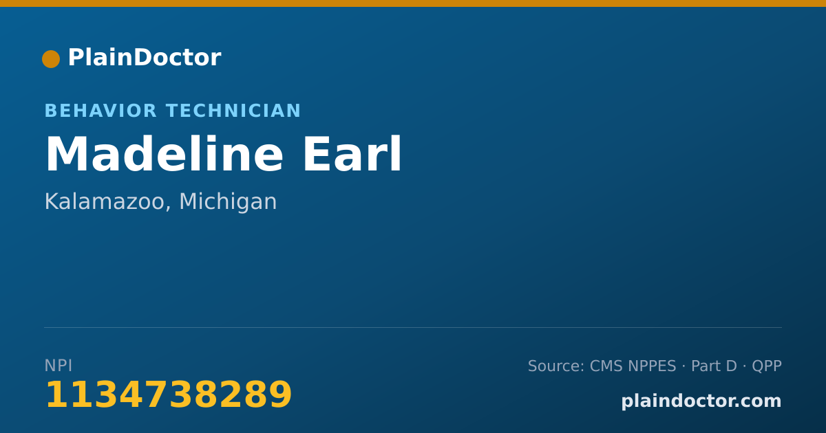 Shareable card for Madeline Earl - Behavior Technician, Kalamazoo, MI