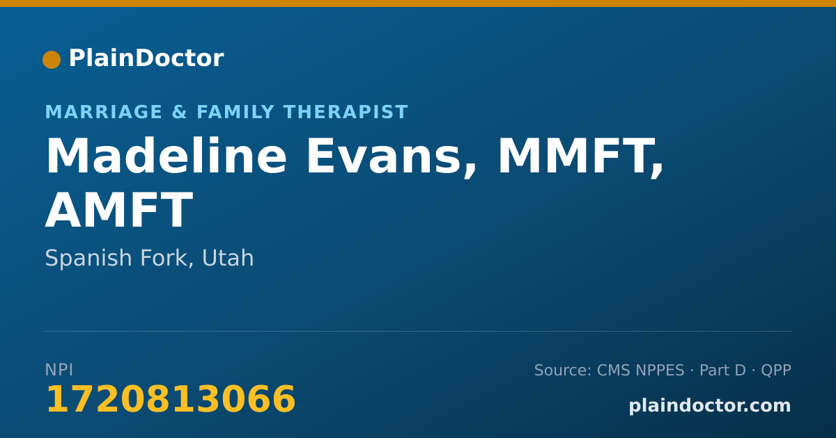 Shareable card for Madeline Evans, MMFT, AMFT - Marriage & Family Therapist, Spanish Fork, UT