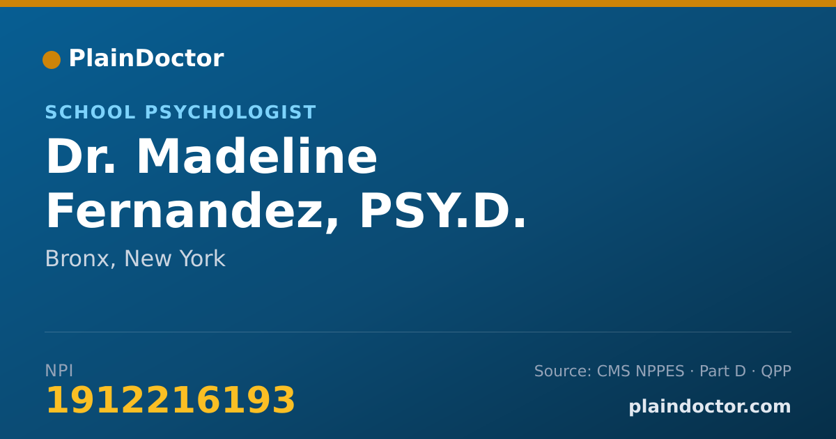 Shareable card for Madeline Fernandez, PSY.D. - School Psychologist, Bronx, NY