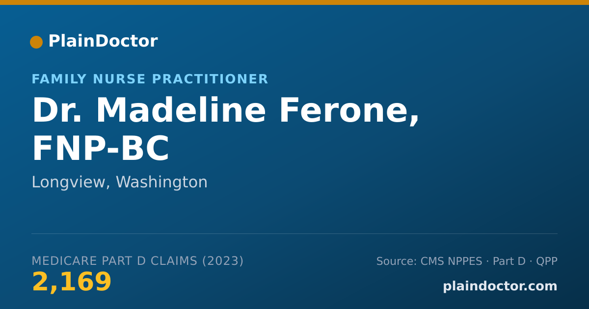 Shareable card for Madeline Ferone, FNP-BC - Family Nurse Practitioner, Longview, WA