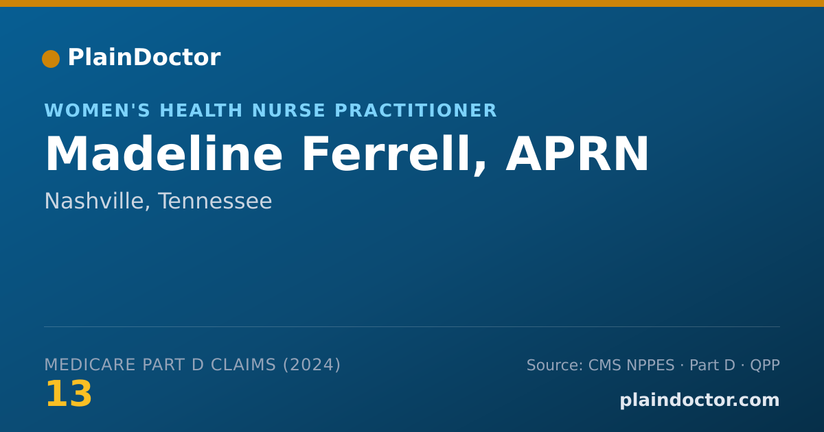 Shareable card for Madeline Ferrell, APRN - Women's Health Nurse Practitioner, Nashville, TN
