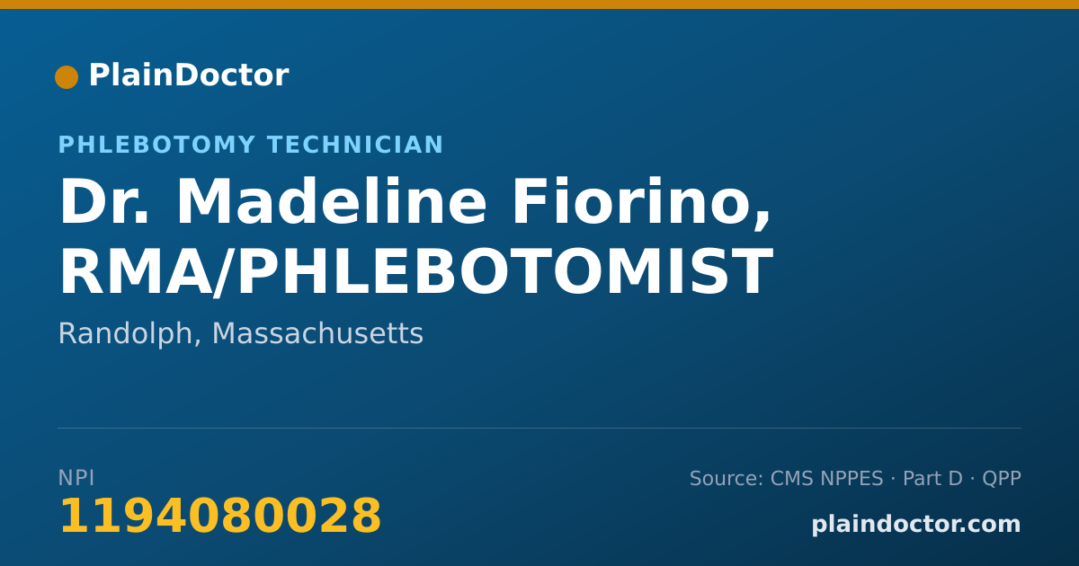 Shareable card for Madeline Fiorino, RMA/PHLEBOTOMIST - Phlebotomy Technician, Randolph, MA