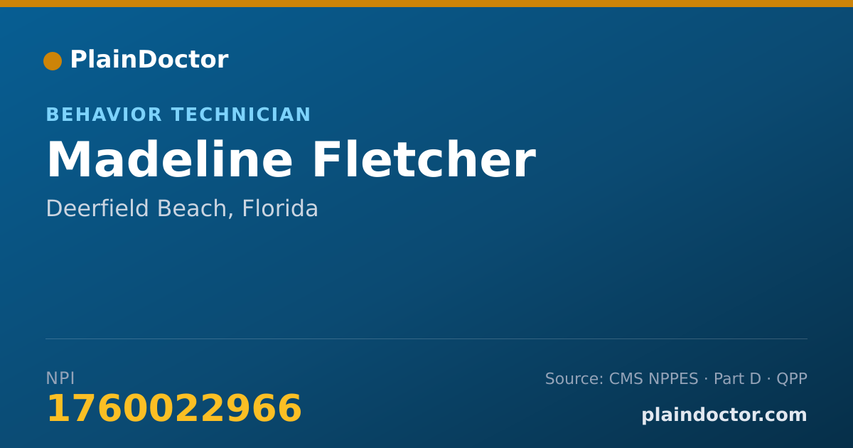 Shareable card for Madeline Fletcher - Behavior Technician, Deerfield Beach, FL