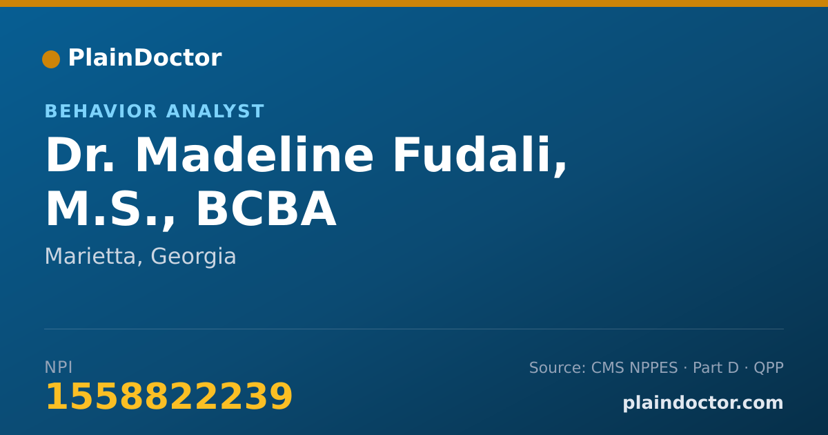 Shareable card for Madeline Fudali, M.S., BCBA - Behavior Analyst, Marietta, GA