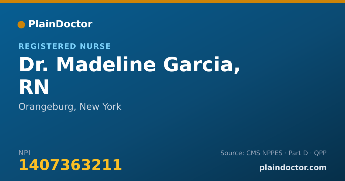 Shareable card for Madeline Garcia, RN - Registered Nurse, Orangeburg, NY