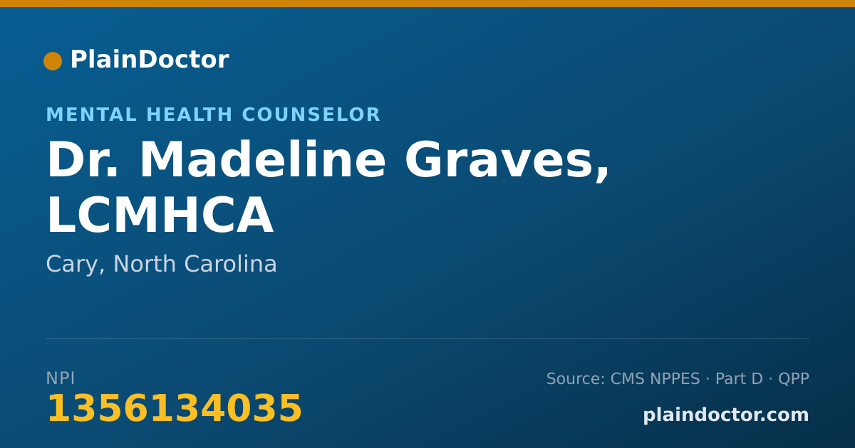 Shareable card for Madeline Graves, LCMHCA - Mental Health Counselor, Cary, NC
