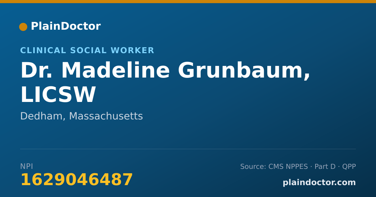 Shareable card for Madeline Grunbaum, LICSW - Clinical Social Worker, Dedham, MA