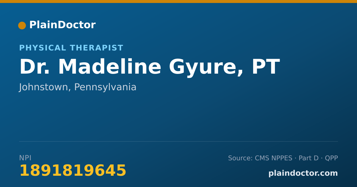 Shareable card for Madeline Gyure, PT - Physical Therapist, Johnstown, PA