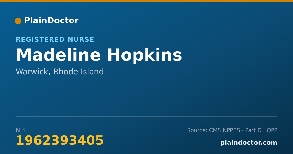 Shareable card for Madeline Hopkins - Registered Nurse, Warwick, RI