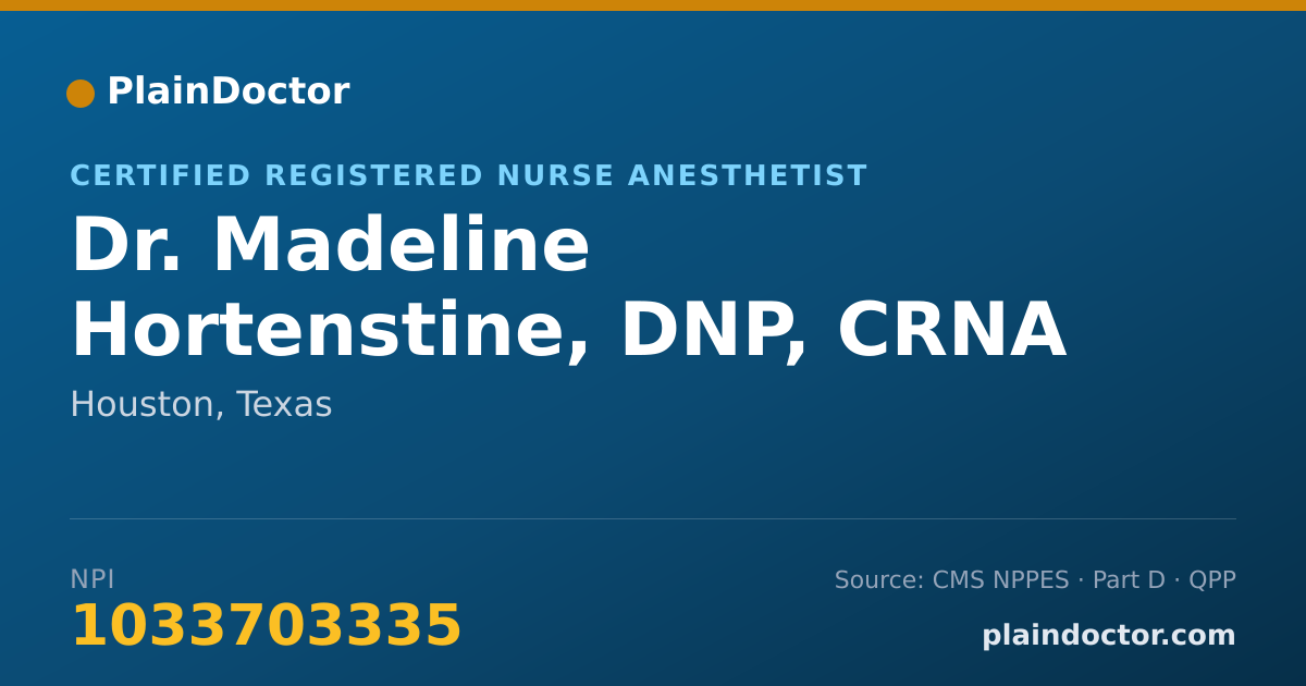 Shareable card for Madeline Hortenstine, DNP, CRNA - Certified Registered Nurse Anesthetist, Houston, TX