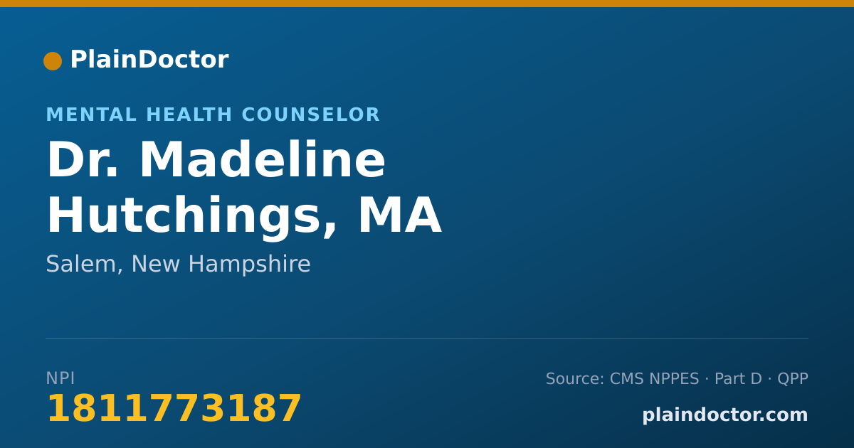 Shareable card for Madeline Hutchings, MA - Mental Health Counselor, Salem, NH