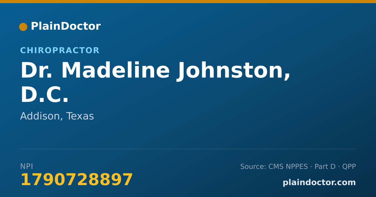 Shareable card for Madeline Johnston, D.C. - Chiropractor, Addison, TX