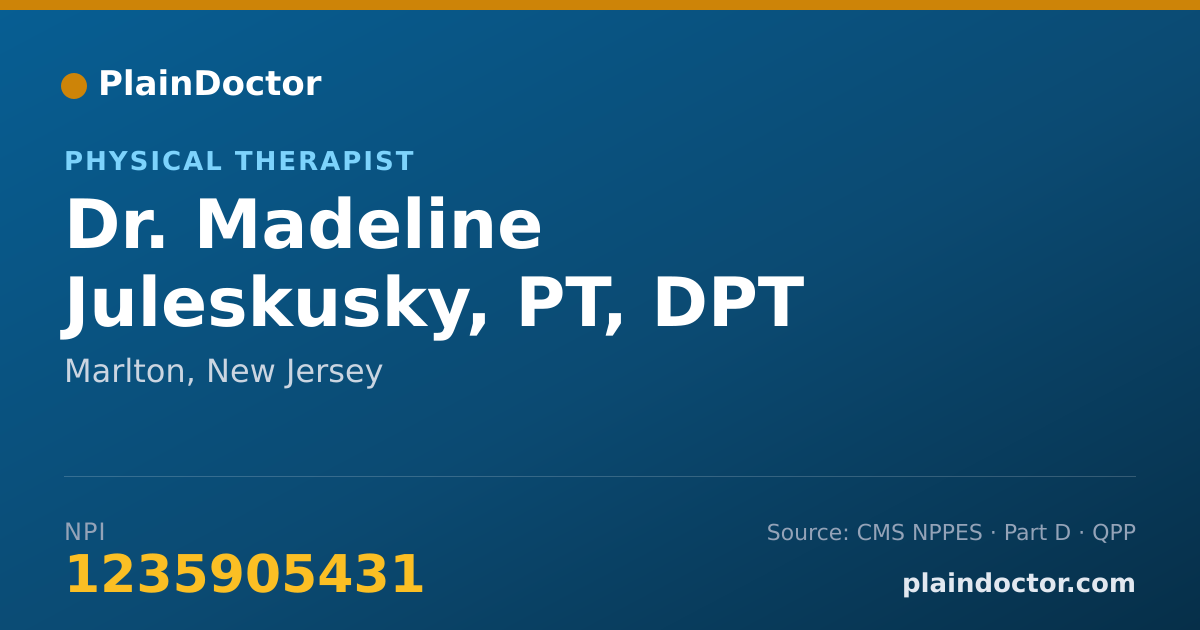 Shareable card for Madeline Juleskusky, PT, DPT - Physical Therapist, Marlton, NJ