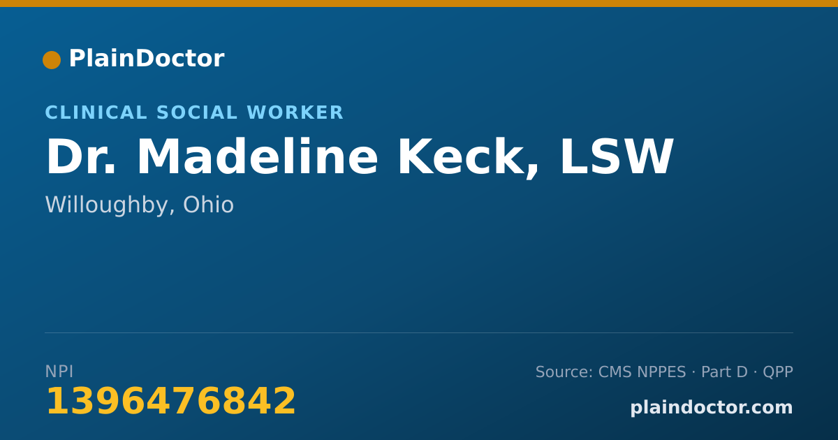 Shareable card for Madeline Keck, LSW - Clinical Social Worker, Willoughby, OH