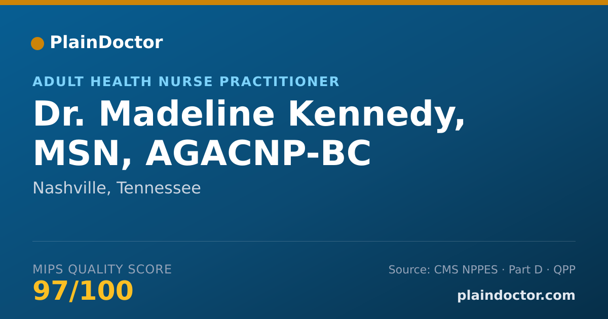 Shareable card for Madeline Kennedy, MSN, AGACNP-BC - Adult Health Nurse Practitioner, Nashville, TN