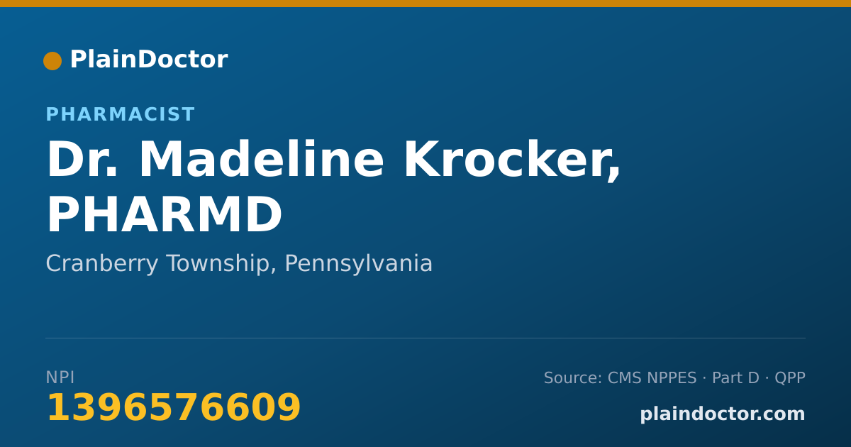 Shareable card for Madeline Krocker, PHARMD - Pharmacist, Cranberry Township, PA