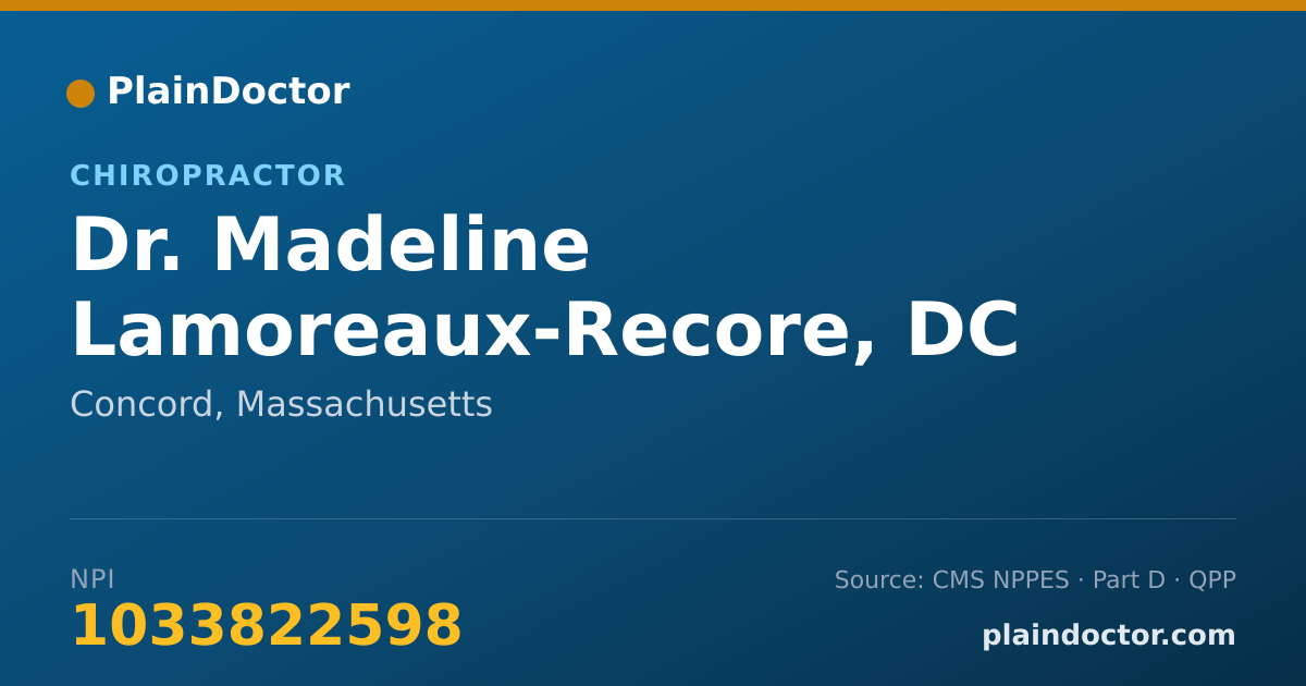 Shareable card for Madeline Lamoreaux-Recore, DC - Chiropractor, Concord, MA