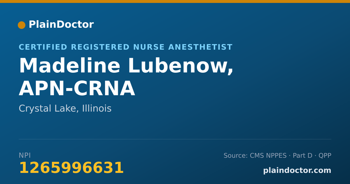 Shareable card for Madeline Lubenow, APN-CRNA - Certified Registered Nurse Anesthetist, Crystal Lake, IL