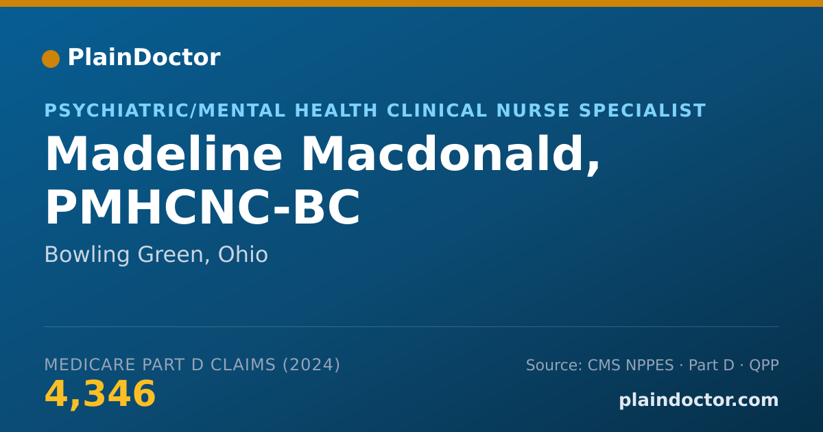 Shareable card for Madeline Macdonald, PMHCNC-BC - Psychiatric/Mental Health Clinical Nurse Specialist, Bowling Green, OH