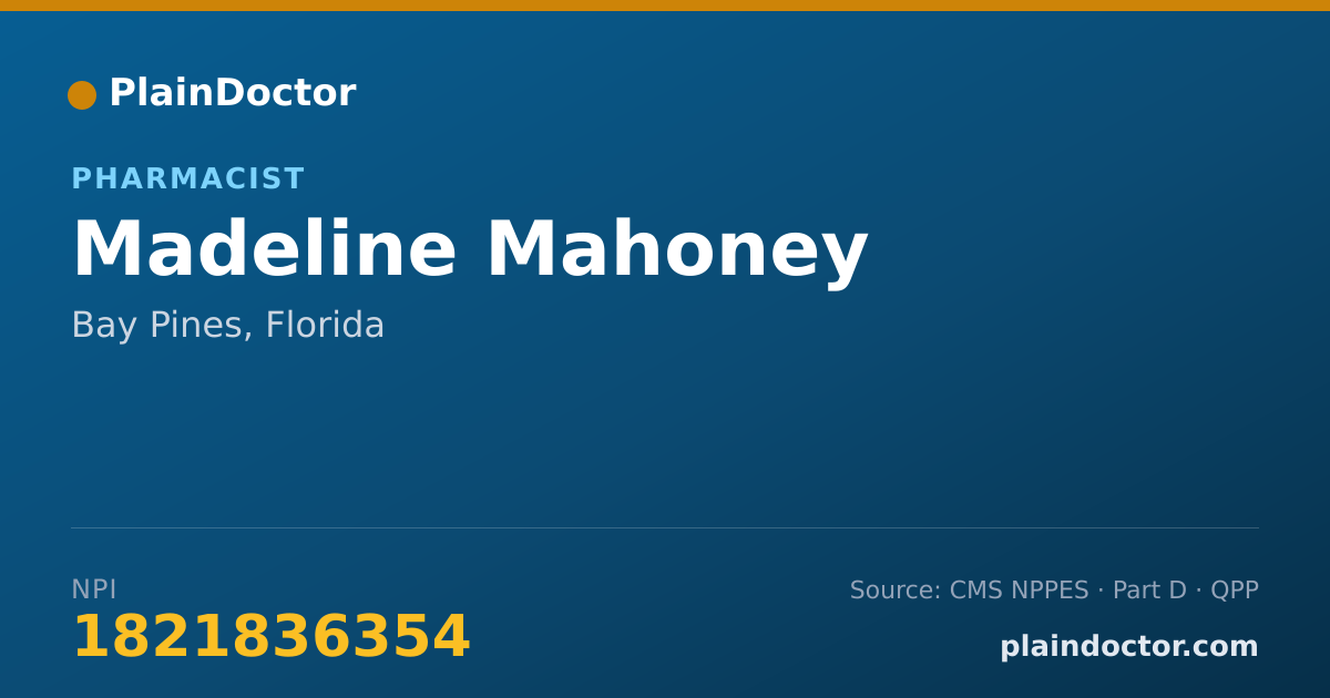 Shareable card for Madeline Mahoney - Pharmacist, Bay Pines, FL