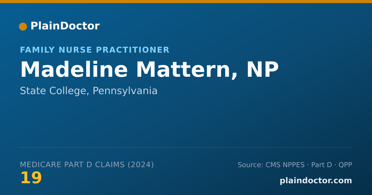 Shareable card for Madeline Mattern, NP - Family Nurse Practitioner, State College, PA