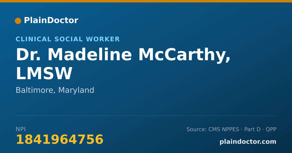 Shareable card for Madeline McCarthy, LMSW - Clinical Social Worker, Baltimore, MD