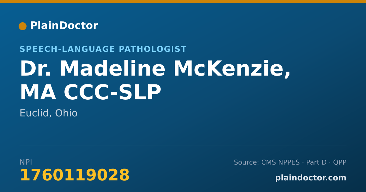 Shareable card for Madeline McKenzie, MA CCC-SLP - Speech-Language Pathologist, Euclid, OH