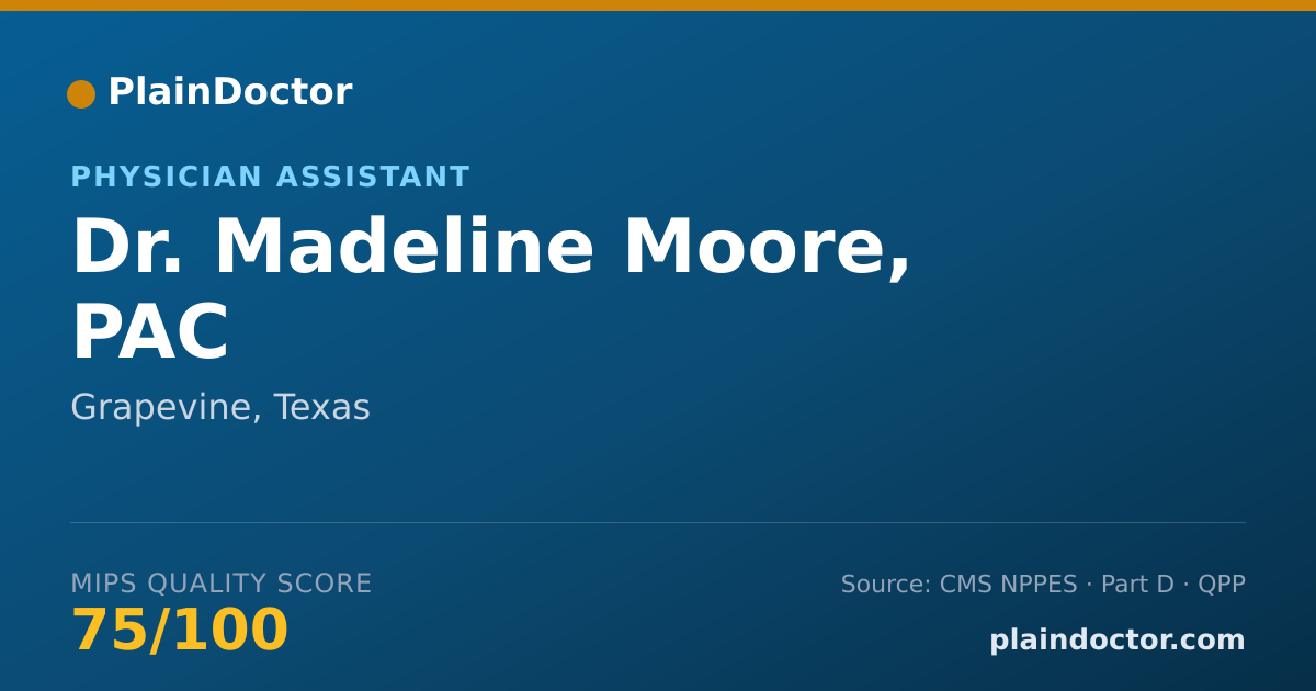 Shareable card for Madeline Moore, PAC - Physician Assistant, Grapevine, TX