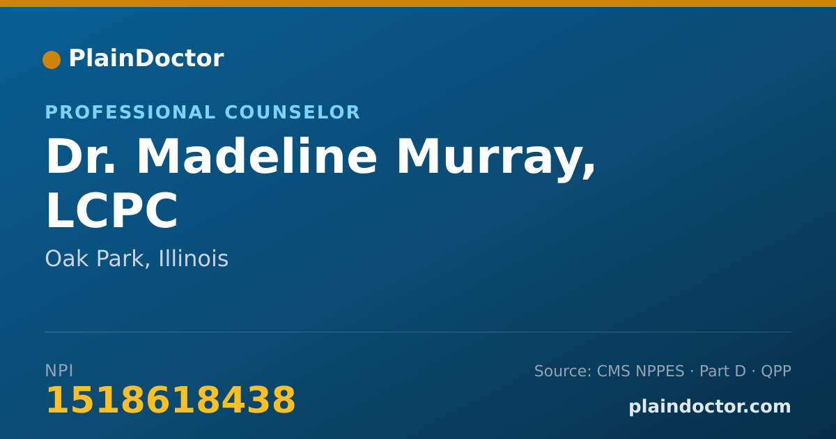 Shareable card for Madeline Murray, LCPC - Professional Counselor, Oak Park, IL