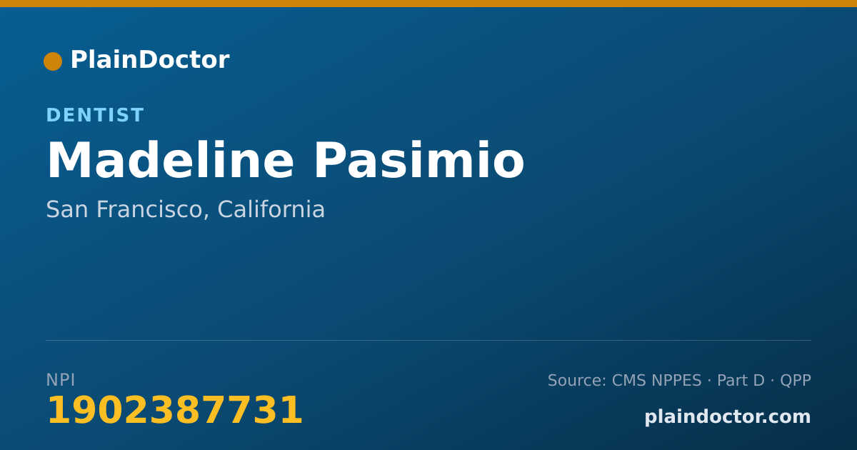 Shareable card for Madeline Pasimio - Dentist, San Francisco, CA