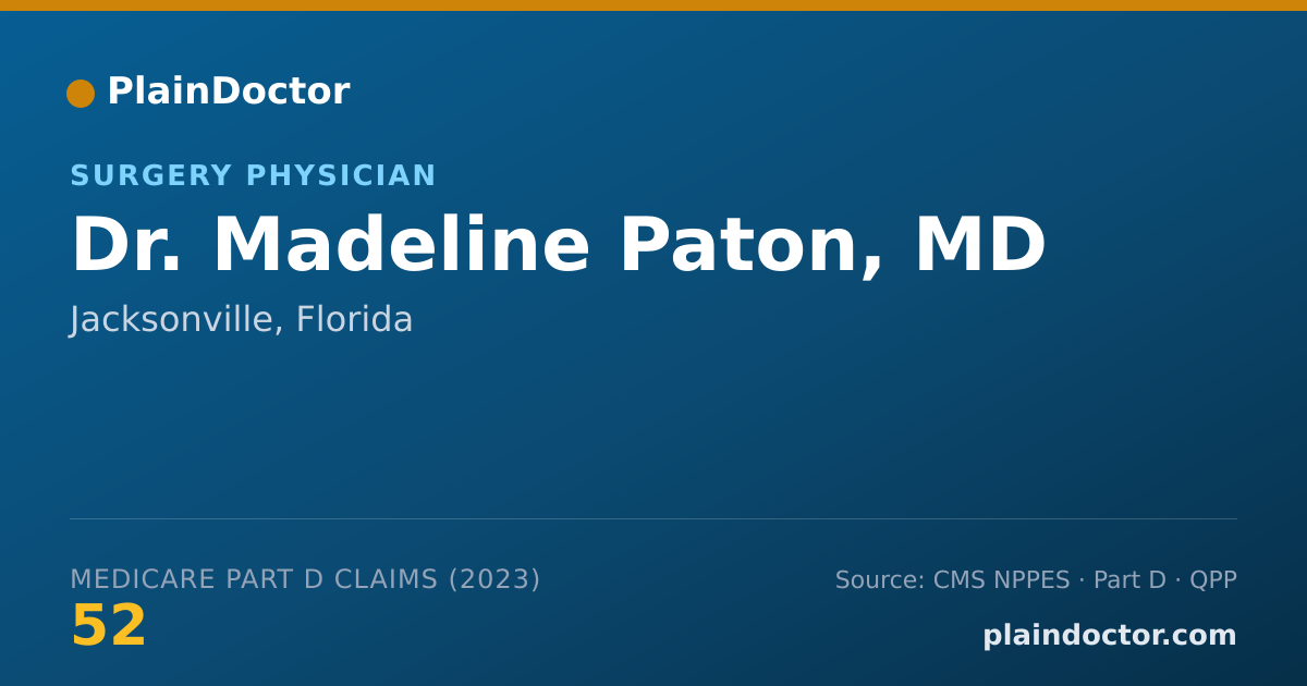 Shareable card for Madeline Paton, MD - Surgery Physician, Jacksonville, FL