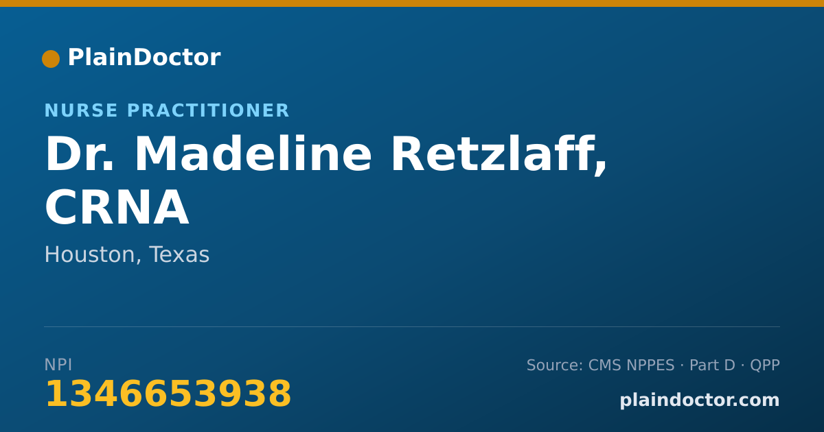 Shareable card for Madeline Retzlaff, CRNA - Nurse Practitioner, Houston, TX