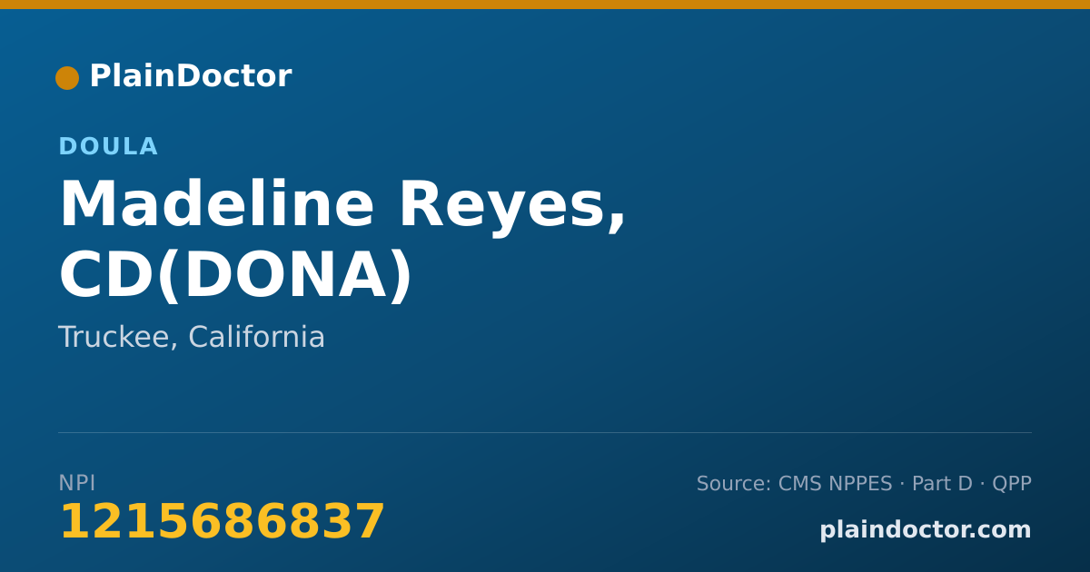 Shareable card for Madeline Reyes, CD(DONA) - Doula, Truckee, CA