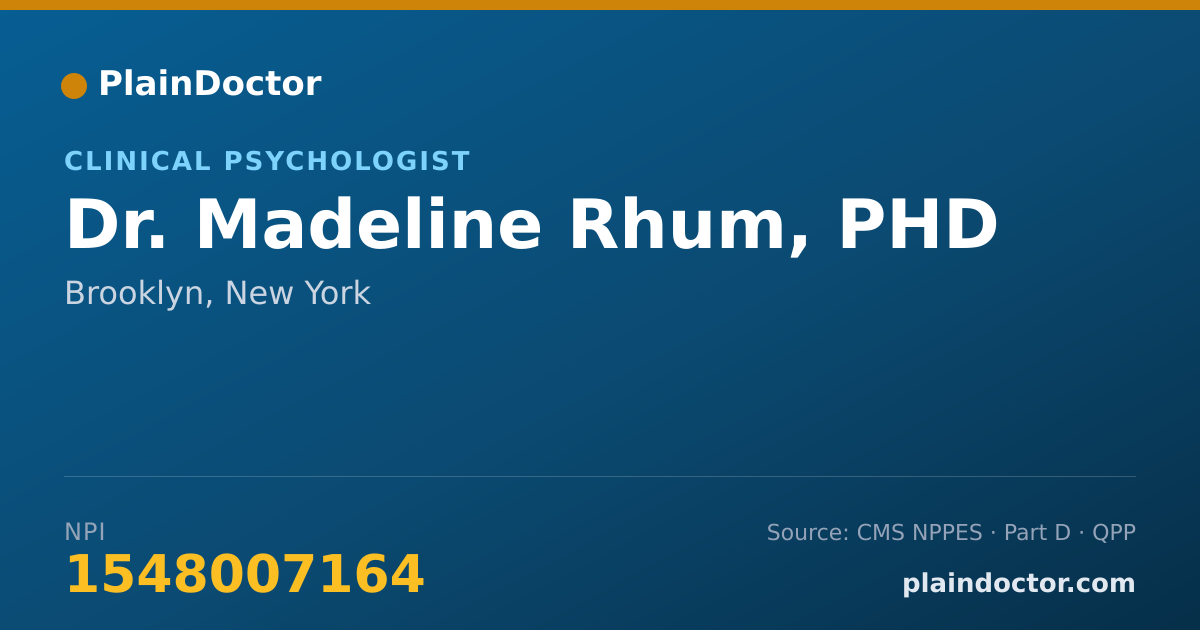 Shareable card for Madeline Rhum, PHD - Clinical Psychologist, Brooklyn, NY