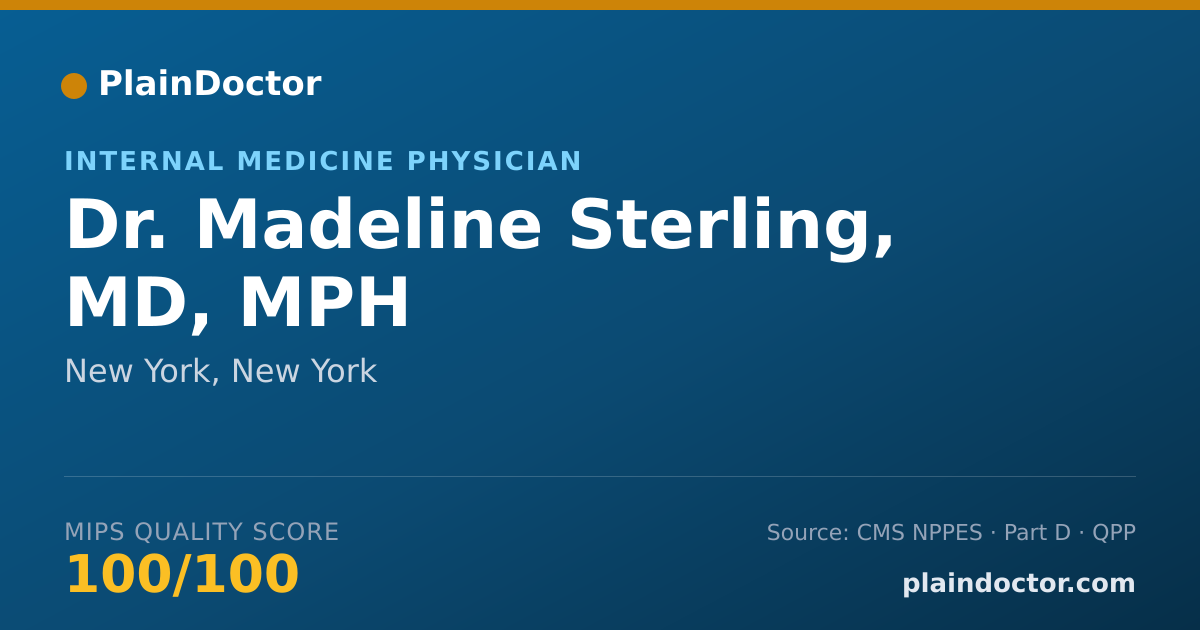 Shareable card for Madeline Sterling, MD, MPH - Internal Medicine Physician, New York, NY