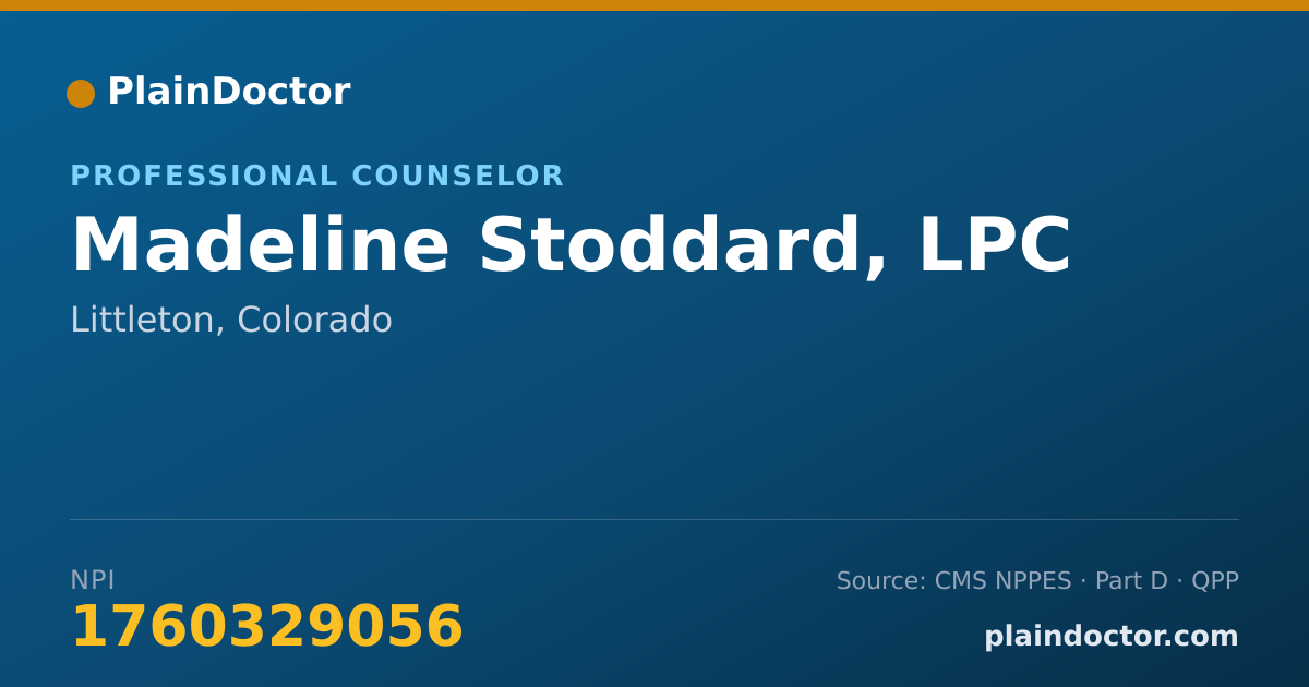 Shareable card for Madeline Stoddard, LPC - Professional Counselor, Littleton, CO