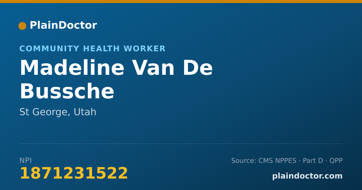 Shareable card for Madeline Van De Bussche - Community Health Worker, St George, UT
