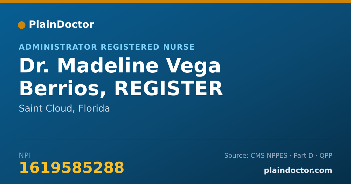 Shareable card for Madeline Vega Berrios, REGISTER NURSE - Administrator Registered Nurse, Saint Cloud, FL