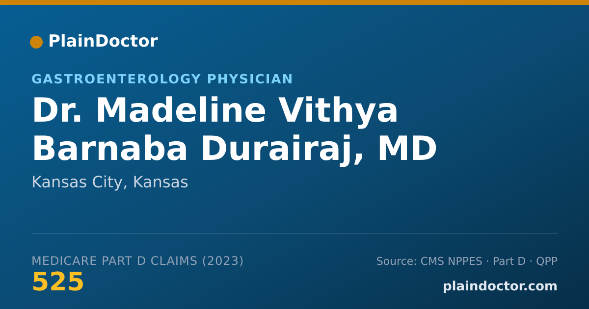 Shareable card for Madeline Vithya Barnaba Durairaj, MD - Gastroenterology Physician, Kansas City, KS