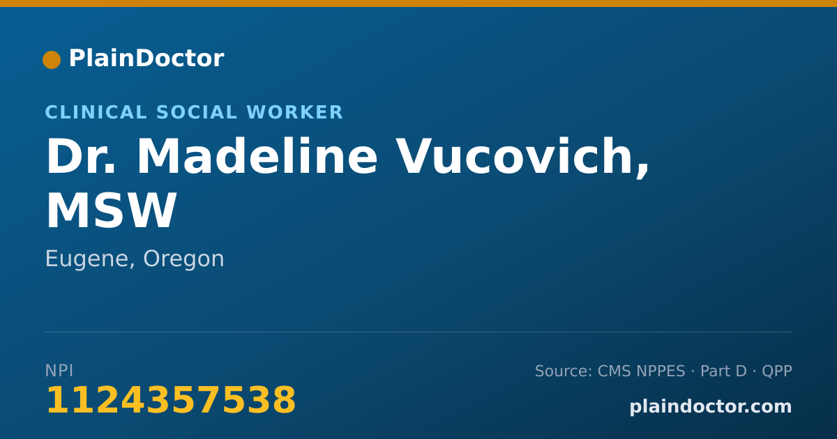 Shareable card for Madeline Vucovich, MSW - Clinical Social Worker, Eugene, OR