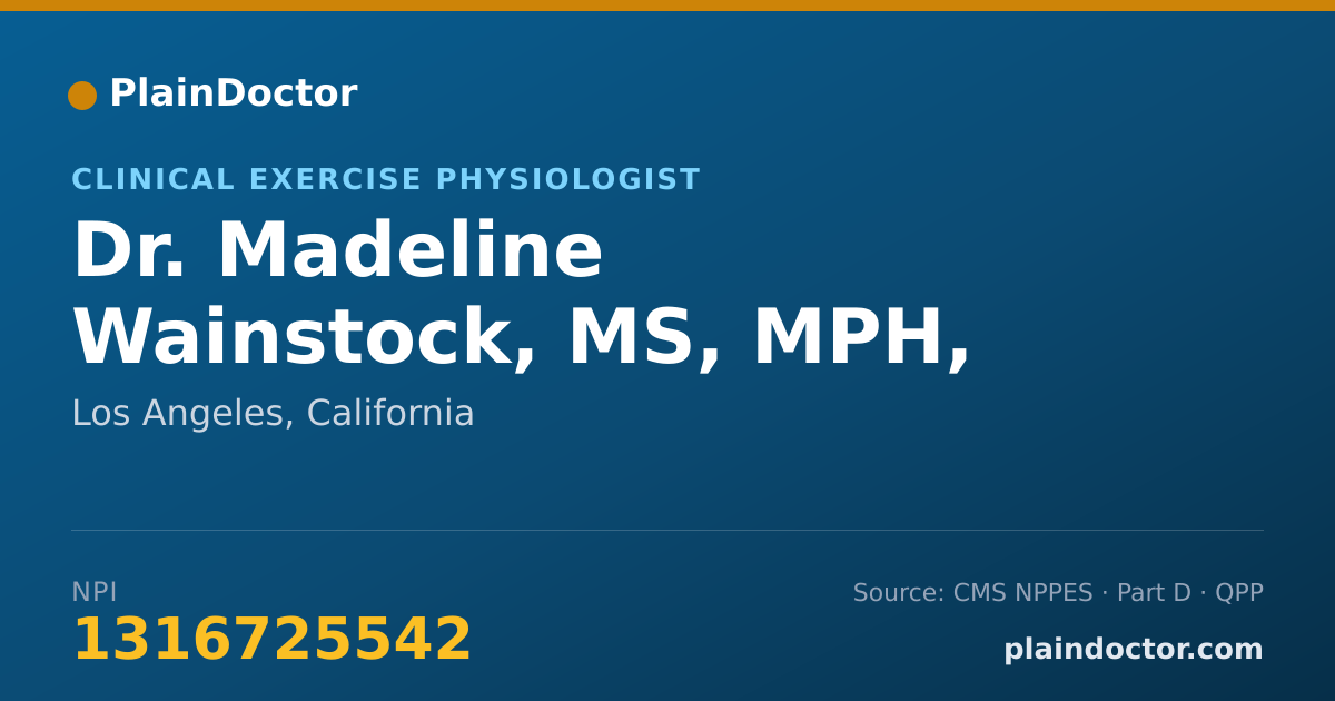 Shareable card for Madeline Wainstock, MS, MPH, CCRP - Clinical Exercise Physiologist, Los Angeles, CA