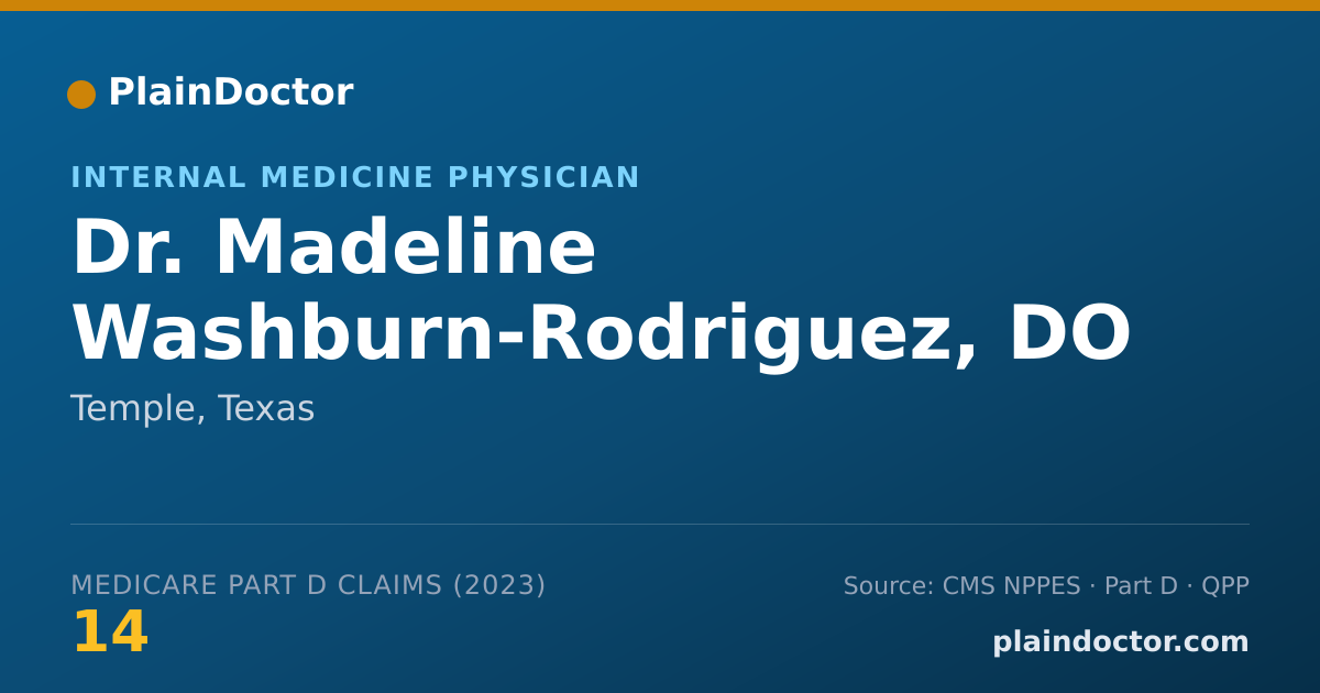 Shareable card for Madeline Washburn-Rodriguez, DO - Internal Medicine Physician, Temple, TX