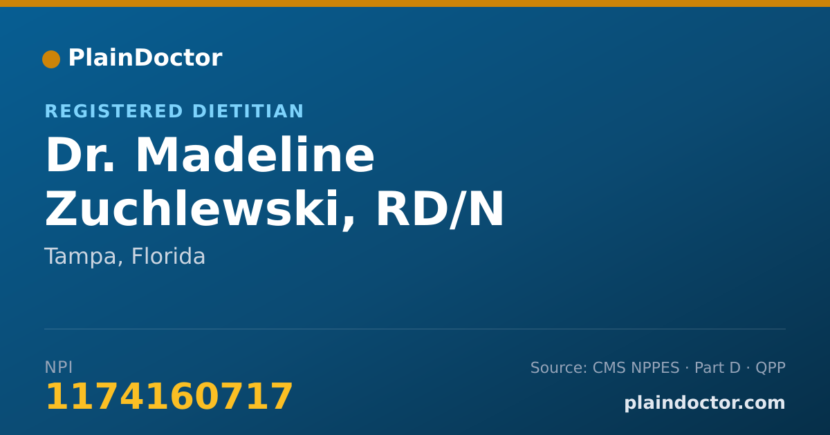 Shareable card for Madeline Zuchlewski, RD/N - Registered Dietitian, Tampa, FL